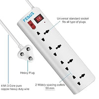 FEDUS 4-Socket Power Strip with Individual Switches & LED Indicator – Heavy Duty Extension Board (with 1.5m Cord)