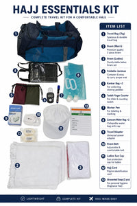 HAJJ KIT COMBO ALL 13 ESSENTIALS PRODUCTS WITH LUGGAGE BAG