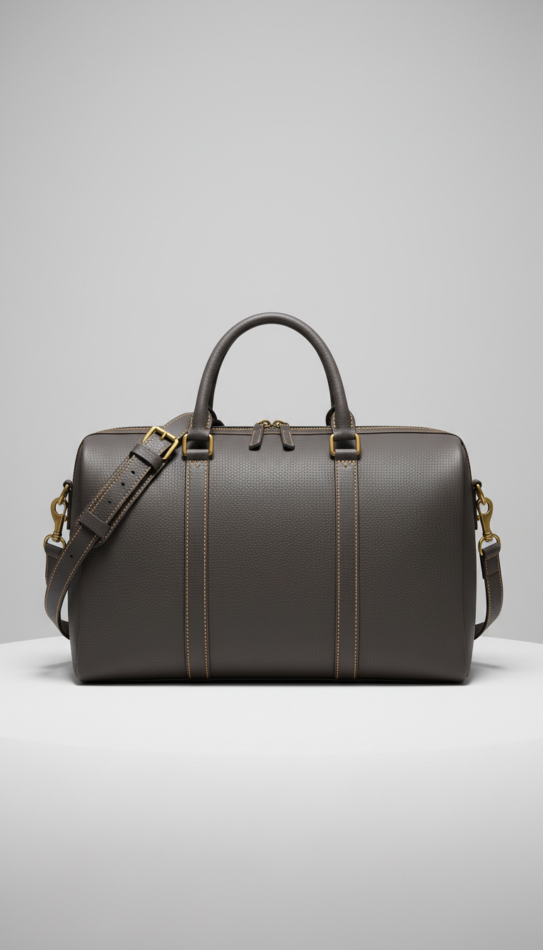 Leather Weekender Bag with Structured Base