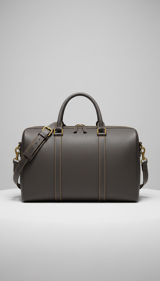 Leather Weekender Bag with Structured Base