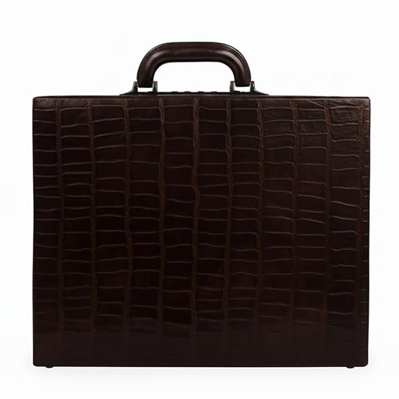 Professional Brown Leather-Finish Medium Briefcase,18 inch Polycarbonate Material, Water-Resistant, for Office and Business Used