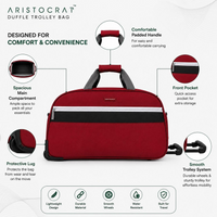 Aristocrat Polyester Lightweight Travel Wheel Duffle Trolley with 3 Years International Warranty-52 Cm