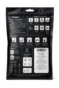 PRIORITY ACTIVE MASK | ANTI-POLLUTUION| ANTI-DUST| ANTI-BACTERIAL | FREE SIZE